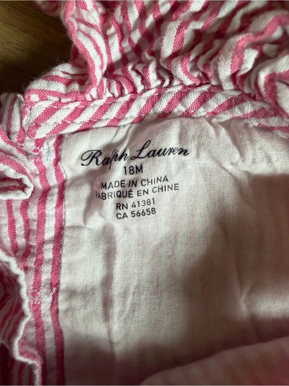 Ralph Lauren Pink and White Striped Baby One-Piece